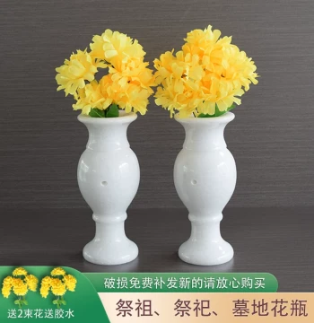 Pair of Natural Han White Marble Vases Marble Stone Candle Holders Flower Arrangement Sacrificial Grave Tomb Incense Burner Lion Free Shipping