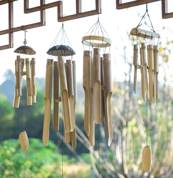 Bamboo Wind Chime Ornament: Chinese and Japanese Style Outdoor Decor for Hotels, Homestays, Courtyards, Premium Camping, and Balconies