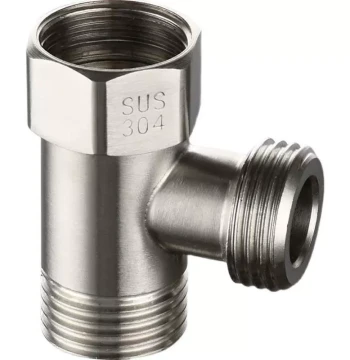 304 Stainless Steel Union Tee Brushed Finish One-In-Two-Out 4/8 Inch Bathroom Angle Valve Water Heater Divider Valve Bathroom Accessories