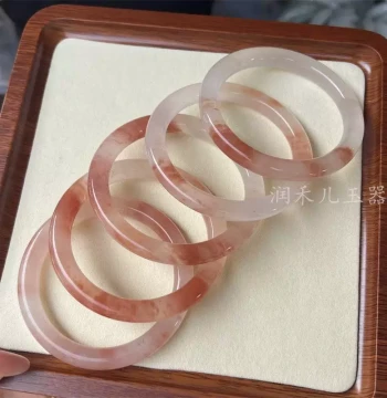 Natural Xinjiang Golden Silk Jade Peach Blossom Wine Bracelet Violet Floating Flower Bangle Pink Round Bar Beauty Bracelet