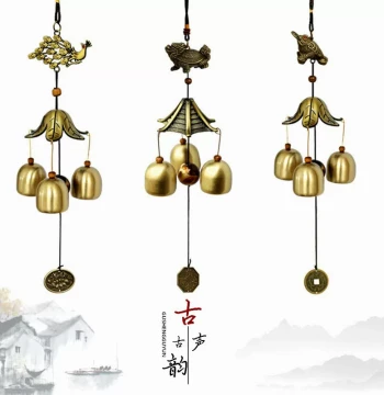 Free Shipping Metal Copper Wind Chime Hanging Ornament, Door Decor, Pure Copper Bell, Ethnic Style Auspicious Vintage Shop Door Bell Alert Bell