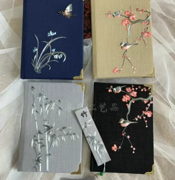 Suzhou Embroidery Handmade Notebook, Bookmark, Diary, Unique Journal, Chinese Style Gift for Teachers' Day