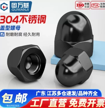 Black 304 Stainless Steel Acorn Nuts Decorative Cap Nuts Round Dome Head M3-M24