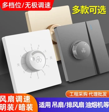 Type 86 Ceiling Fan Speed Controller Fan Electric Fan Gear Variable Speed Switch Panel One-Gang Two-Way with Speed Control Switch Integrated