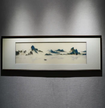 Embroidery Painting Su Embroidery Finished Hanging Art 'A Thousand Li of Rivers and Mountains' for Living Room, Dining Room, Entryway, Corridor - Pure Handmade New Chinese Style Decorative Art