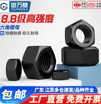 Grade 8.8 Hex Nut High-Strength Screw Cap Black Bolt Cap M6 M8 M10 M12 M14 M16 M18 M20 M36