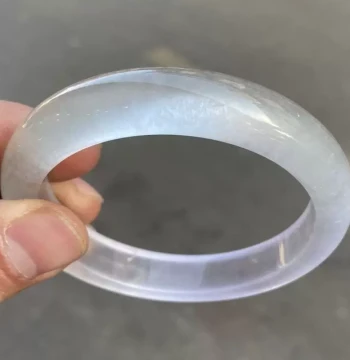 White Moonlight High-Ice Quartzite Jade White Ice Bangle, Beauty Jade Bangle, White Standard Flat Bar Guifei Bangle, Ice-Transparent Bangle