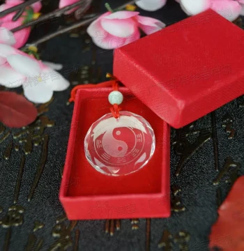 Shao Weihua Crystal Bagua Pendant Charm, Taoist Tai Chi Bagua Amulet Necklace Decoration for Men and Women