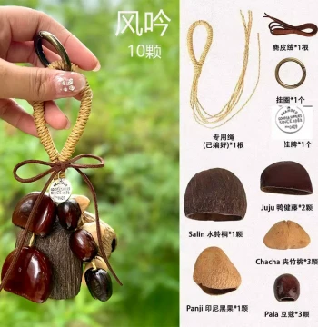 Natural Fruit Shell Hand-Cranked Hanging Bell, DIY Craft Kit for Workshops, Birthday & Teacher's Day Gifts