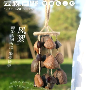 Yunsen Ziyue Natural Plant Fruit Shell Handheld Bell - Handcrafted Seeds and Fruits for Stream Sound Therapy, Wind Chimes, Musical Instruments, and Gifts