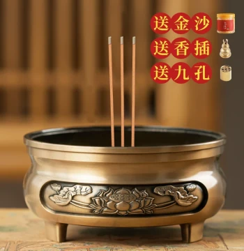 Worship Incense Burner Home Indoor Copper Alloy Aromatherapy Burner Incense Offering Buddha Worship Lotus Incense Burner Stick Incense Holder Xuande Furnace Large