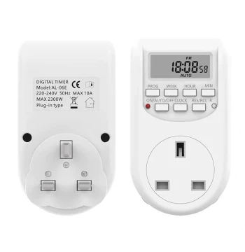 UK Standard Time Controller, British Style Timed Socket Switch with Cycle Power Auto-Off Plug Timer