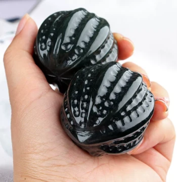 Xinjiang Hetian Green Jade Walnut Hand Piece Natural Jade Fitness Ball Exquisitely Carved Walnut Jade Artifact