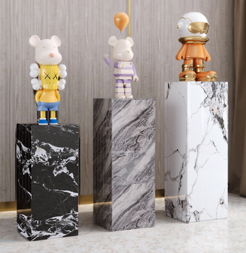 Sintered Stone Flower Stand Base Ornament for Living Room, Showroom, Entryway, Hotel, and Club, Sintered Stone Decorative Column, Marble Sculpture