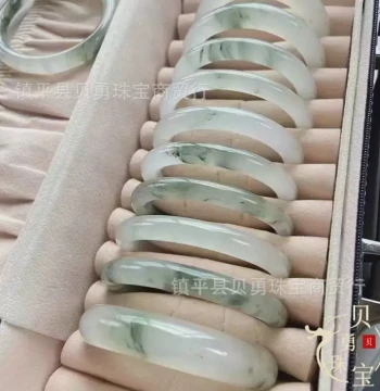 Xuecui Natural Xinjiang Tianshan Cui Ice Cui Real Gold Silk Jade Round Bar Bracelet Husband-Prospering Flat Bar Versatile Non-Jadeite Bracelet