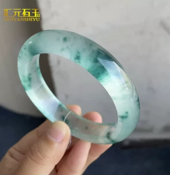 Dulong Jade Bracelet Ice Species Floating Flower Emerald Green Jade Bangle African Emerald Jade Jewelry Live Stream Wholesale Source