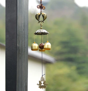 Retro Kirin Auspicious Symbol Metal Wind Chime Ornament Copper Bell Pendant Decorative Gift Home Wall Hanging Door Bell