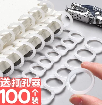 100pcs Transparent Plastic Loose-Leaf Rings, Punch Binding Coils for A4 Covers, Cards, and Notebooks