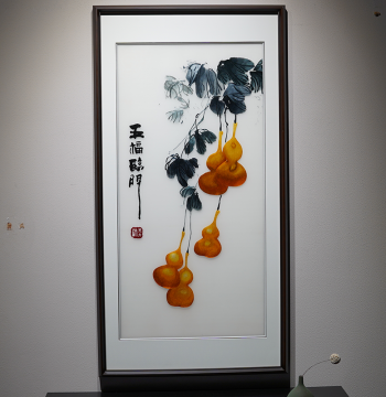 Finished Suzhou Embroidery Hanging Picture Five Blessings Arrive at the Door Pure Handmade Living Room Dining Room Entryway Corridor Hand-Embroidered Art Decorative Painting