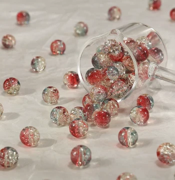 Big Fish & Begonia 50-Piece Loose Beads DIY Bracelet Materials Ice-Crack Popcorn Glass Beads 10mm Stringing Accessories
