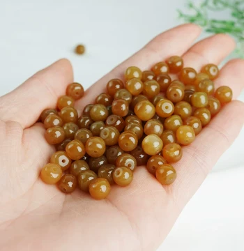 Selected Xinjiang Hetian Jade Qiemo Sugar Jade Old-Style Beads DIY Hetian Jade Sugar Material Barrel Drum Beads Bracelet Loose Jade Beads