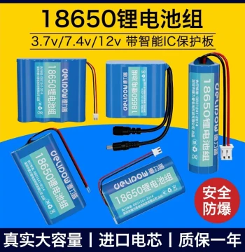 Delipow 18650 Lithium Battery Pack 3.7V for Opera Player, Solar Headlamp, Speaker, 7.4V Rechargeable Battery 12V