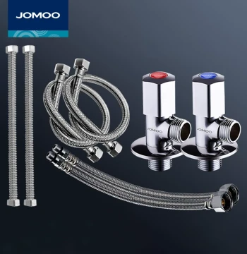 JOMOO Solid Brass Angle Valve Cold/Hot Water Gas Water Heater Toilet Kitchen Special Large Flow Triangle Valve Hose Set