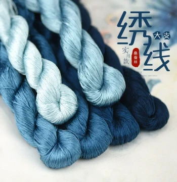 No. 118 Mulberry Silk Thread Embroidery Thread for Su Embroidery, Wrapped Flower Handmade Embroidery Thread, Ink Wash Blue