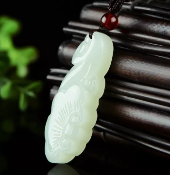 Hand-Carved Jade Craftsmanship Factory Source Xinjiang Hetian White Jade Quality Long Ruyi Pendant