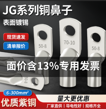 National Standard Thickened JG Copper Lugs 10mm²/16/25/35/50-8-10-12 Marine Copper Wire Terminals