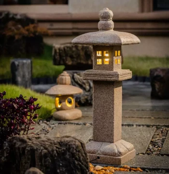 Juhan Vintage Solar Outdoor Light, Landscape Garden Lamp, Decorative Stone Lantern, Imitation Stone Chinese Courtyard Light
