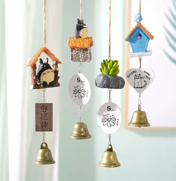 Japanese Style Wind Chime Ornament, Fresh Bronze Bell Pendant, Creative Decor for Homestays, Rooms, Balconies, Entrances, and Bubble Tea Shops