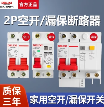 Delixi 2P Air Switch with Leakage Protector, Household 220V Leak Protection, DZ47SLE Compact Circuit Breaker