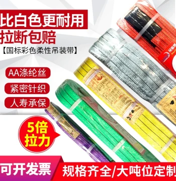 Lifting Sling Colorful Double-Loop Hoisting Strap National Standard Industrial Flat Polyester Crane Lifting Strap Rope 5 Ton