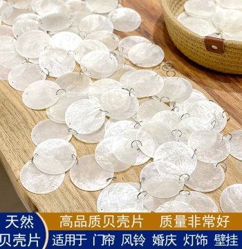 High-Quality Natural Double-Hole Mother-of-Pearl Round Shell Pieces, Mirror Shell Slices for Wedding Decor, Wind Chimes, Door Curtain Making Materials