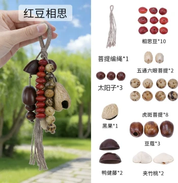Natural Seed and Fruit Shell Wind Chime DIY Kit, Forest-Style Handcrafted Art Therapy Bell, Plant Ornament for Bags and Cars