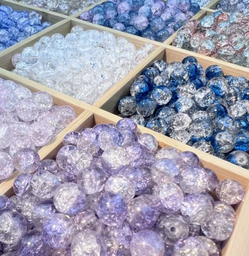 10mm Crackle Glass Beads, Loose Beads for DIY Handcrafts, Decorative Accessories for Bracelets, Necklaces, Apparel