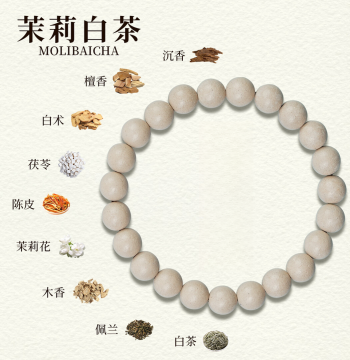 Jasmine White Tea Blended Incense Beads TCM Bracelet Intangible Cultural Heritage Ancient Method Natural Herbal Flower Scent Customizable Accessory