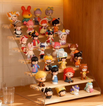 Solid Wood Acrylic Display Stand Figure Blind Box Display Rack Action Figure Storage Rack Antique Display Rack Cultural Play Transparent