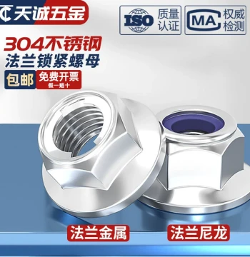 304 Stainless Steel Flange Nylon Locking Nut, Self-Locking Metal Nut M4 M5 M6 M8 M10