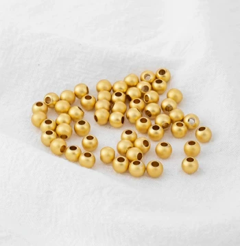 18K Gold-Plated Color-Fast Matte Sand Gold Round Beads for Handmade DIY Jewelry Accessories - Golden Necklace Bracelet Loose Beads