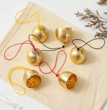 Pure Copper Bell Wind Chime Christmas Ornament DIY Holiday Decoration Metal Small Bells Shop Doorbell Keychain