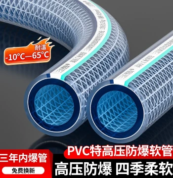 High-Pressure PVC Hose with Fiber Reinforcement, Plastic Mesh Braided Snake-Skin Tube for Car Wash Water Pumps