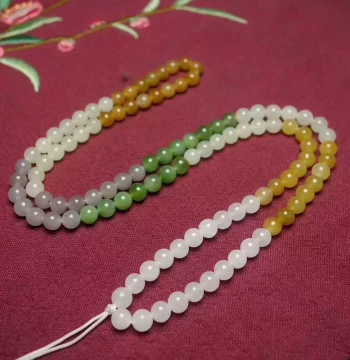 Hetian Jade 6mm White Jade Jasper Sugar Jade Round Beads 108 Beads Colorful Necklace Elegant Women's Multi-Layer Bracelet
