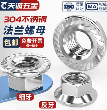 304 Stainless Steel Fine/Left-Thread Flange Nut DIN6923 M3 M4 M5 M6 M8 M10 M12
