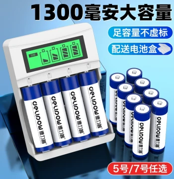Delipow AA Rechargeable Batteries with Charger High Capacity Universal for Remote Controls Toys AAA 1.2V Ni-MH 5/7 Size
