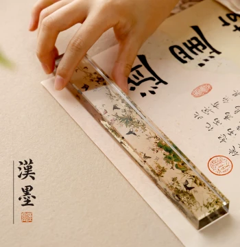 Hanmo Crystal Paperweight and Ruler, Creative Calligraphy Paper Weight, Innovative Book Pressing Tool for Brush Writing