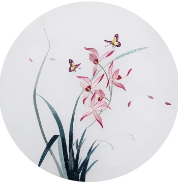 Su Embroidery DIY Beginner Material Kit, Handmade Self-Embroidery Patterns, Orchid and Butterfly Designs with Stitch Diagrams