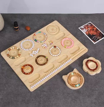 Handmade Beading Design Tray Bamboo Wood Jewelry Display Tray Bracelet Bangle Display Stand DIY Bracelet Beading Plate