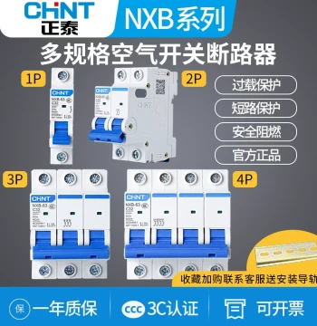 CHNT NXB Mini Circuit Breaker Air Switch Main Power Switch 100A, 1P 2P 3P 4P 125A DZ47
